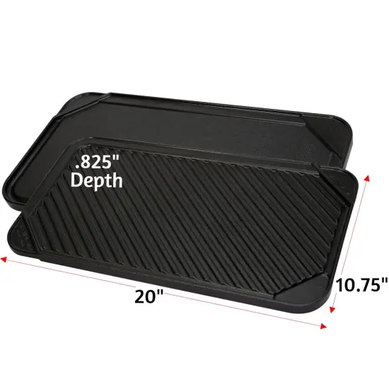 All American Reversible Grill Griddle Pan, Double Burner Nonstick Superconductive Heats Rapidly, Quick Defrost, Stovetop {3}