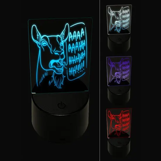 Screaming Goat 3D Illusion LED Night Light Sign Nightstand Desk Lamp {1}