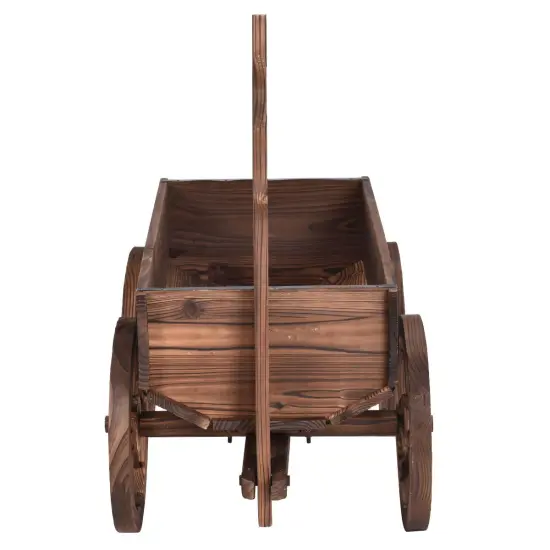 Wood Wagon Planter Pot Stand with Wheels {4}