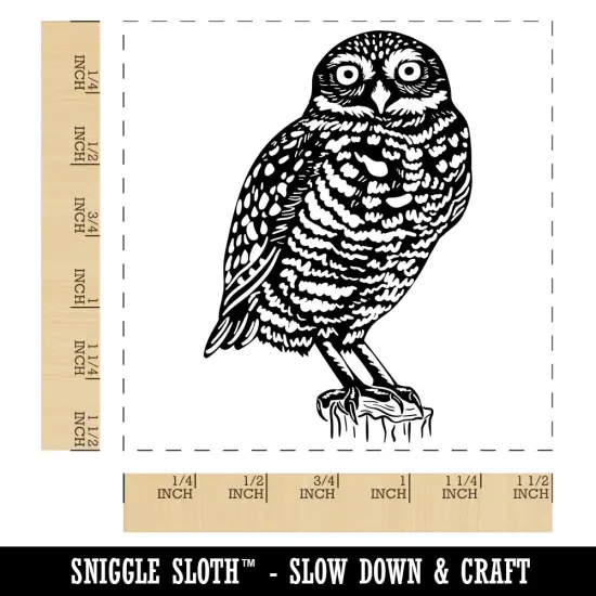 Watchful Burrowing Owl Self-Inking Rubber Stamp Ink Stamper Blue {1}