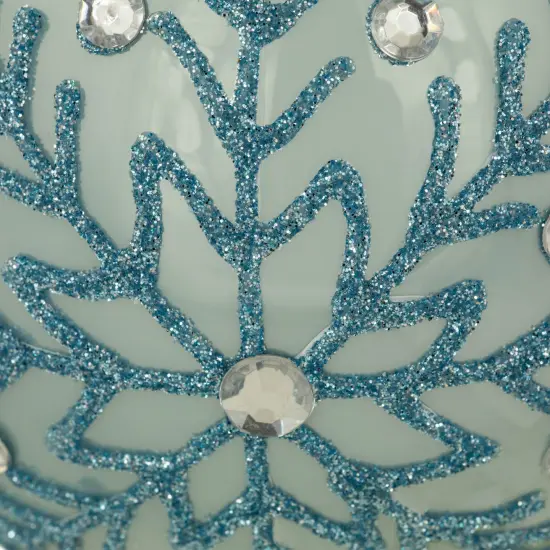 Northlight Glittered and Jeweled Snowflake Christmas Glass Ball Ornaments - 4" - Ice Blue {4}
