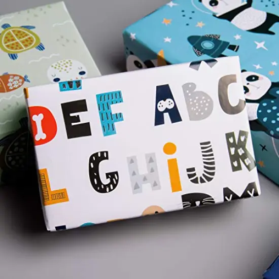 6 Pieces Wrapping Paper Sheet - Cute Animal Design for Birthday, Holiday, Party, Baby Shower - 1 Roll Contains 6 Sheets - 17.5 inch X 39.3 inch Per Sheet {4}