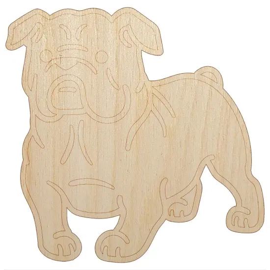 English Bulldog Standing Dog Unfinished Wood Shape Piece Cutout for DIY Craft Projects {2}
