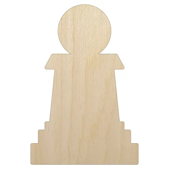 Chess Pawn Piece Unfinished Wood Shape Piece Cutout for DIY Craft Projects {1}