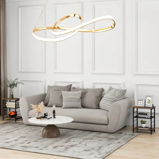 Costway 2 PCS 3-Tier Side End Table with Adjustable Mesh Shelf Narrow Nightstand {5}