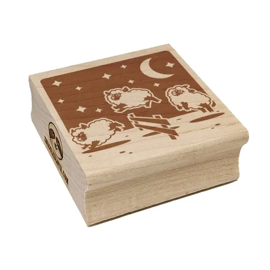 Counting Jumping Sleeping Sheep with Moon and Stars at Night Square Rubber Stamp for Stamping Crafting {7}