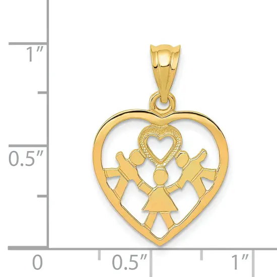 14K Gold Children Heart Charm Pendant Mom Jewelry New 23 X 17mm {5}