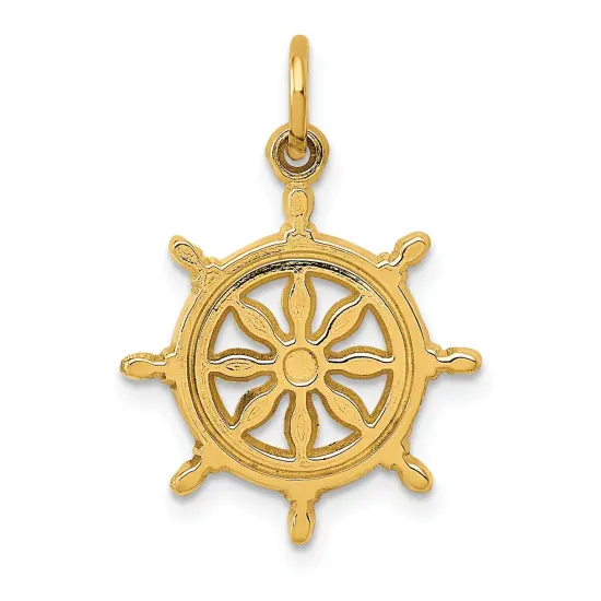 14K Gold Ships Wheel Charm Jewelry FindingKing 24mm x 16mm {1}