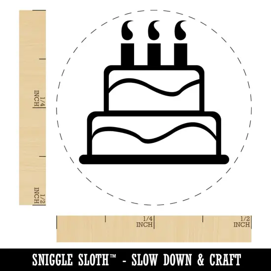 Birthday Cake Self-Inking Rubber Stamp for Stamping Crafting Planners Pink {1}