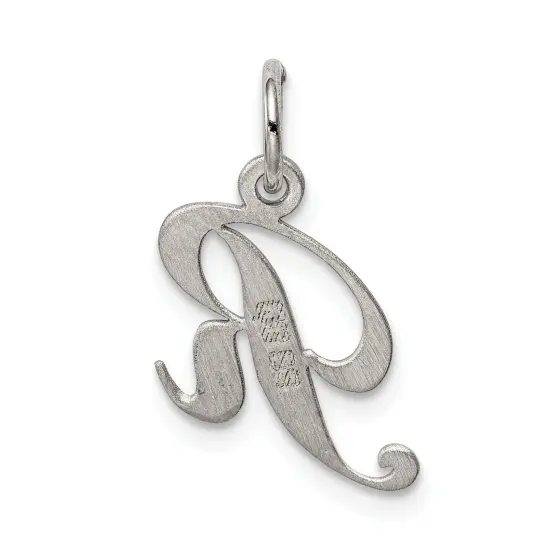 Sterling Silver Small Script Initial Letter R Charm {3}
