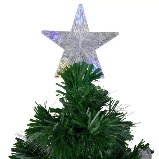 Northlight Pre-Lit Medium Color Changing Fiber Optic Artificial Christmas Tree - 4' - Multicolor LED Stars Green {4}