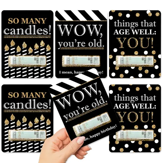 Big Dot of Happiness Adult Happy Birthday - Gold - DIY Assorted Birthday Cash Holder Gift - Funny Money Cards - Set of 6 {1}