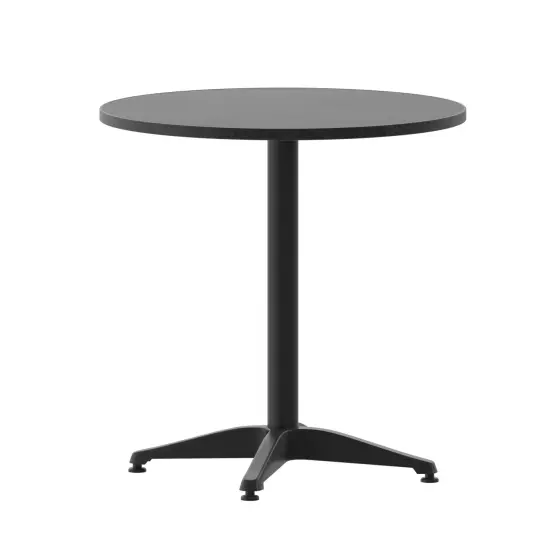 Emma and Oliver 27.5'' Round Aluminum Indoor-Outdoor Table with Base Black {1}