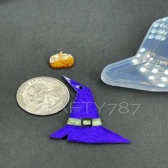 Witch Hat Dangle Earring + Mini Pumpkin Silicone Mold(C4) {6}