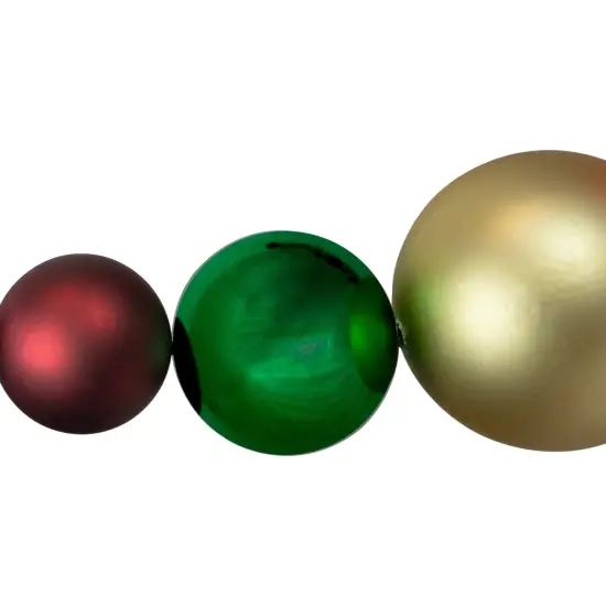 Northlight 6' Shiny and Matte Traditional Colors Shatterproof Ball Christmas Swag Multi {6}