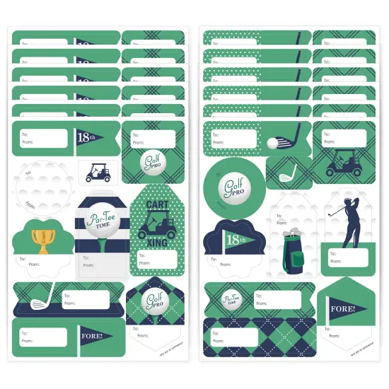 Big Dot of Happiness Par-Tee Time - Golf - Assorted Birthday or Retirement Party Gift Tag Labels - To and From Stickers - 12 Sheets - 120 Stickers {1}