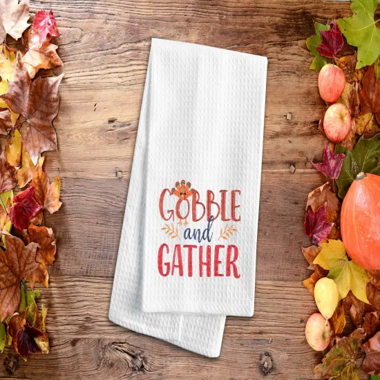 Gobble & Gather Embroidered & Waffle Weave Kitchen Dishtowel {4}