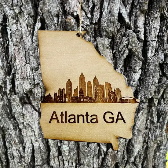 Ornament - Atlanta GA Skyline - Raw Wood Ornament {3}