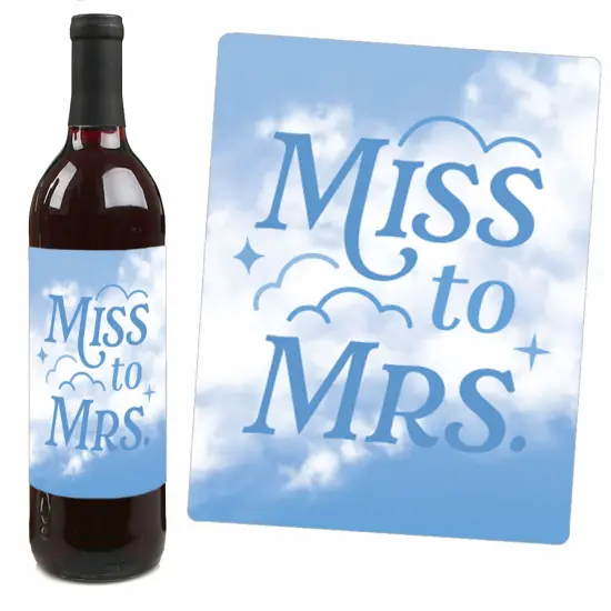 Big Dot of Happiness On Cloud 9 - Bridal or Bachelorette Party Decorations for Women and Men - Wine Bottle Label Stickers - Set of 4 {4}