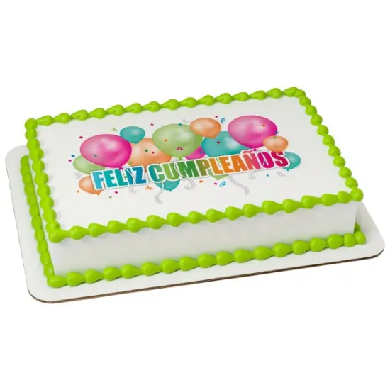 Feliz Cumplea&ntilde;os Edible Cake Topper Image 1/4 sheet {1}