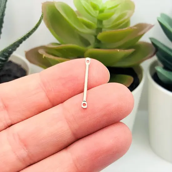 4, 20 or 50 Pieces: Silver Toned 20x2mm Simple Minimalist Bar Connectors {3}