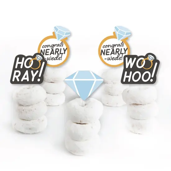 Big Dot of Happiness Just Engaged - Black and White - Dessert Cupcake Toppers - Engagement Party Clear Treat Picks - Set of 24 {3}