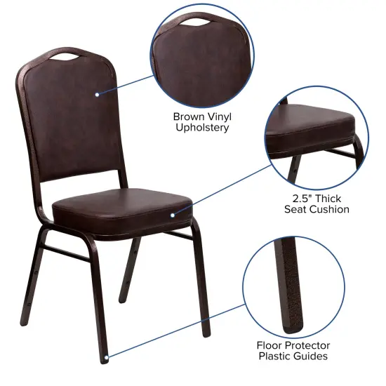 Emma and Oliver Crown Back Stacking Banquet Dining Chair BrownVyl/CopperVein {2}