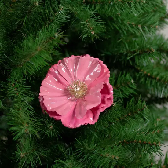 Northlight Shiny Poppy Flower Christmas Clip Ornament - 4.75" - Watermelon Pink {3}