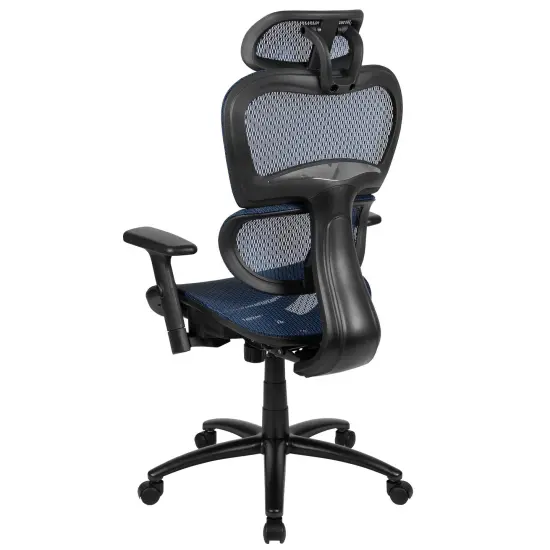 Emma and Oliver Ergonomic Mesh Office Chair-Synchro-Tilt, Headrest, Adjustable Pivot Arms Gray {11}