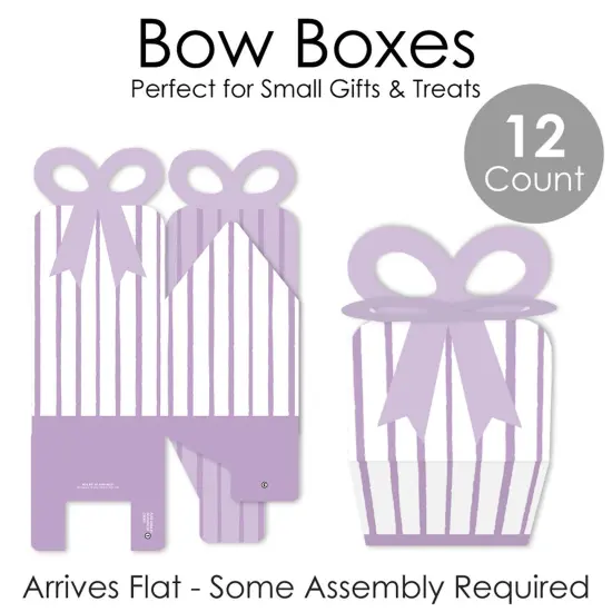 Big Dot of Happiness Purple Stripes - Square Favor Gift Boxes - Simple Party Bow Boxes - Set of 12 {7}