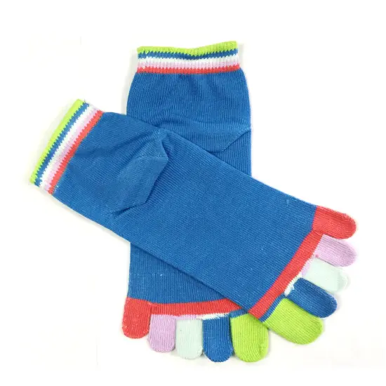 Wrapables Colorful Five Toe Socks Set of 5, Grey/Purple/White/Blue/Green {5}