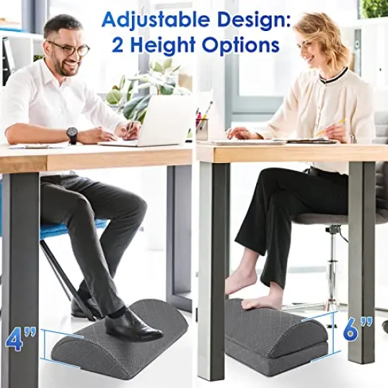 Foot Rest for Under Desk at Work Adjustable Foam for Office, Work, Gaming, Computer, Gift, Home Office Accessories Back & Hip Pain Relief (Grey) {5}