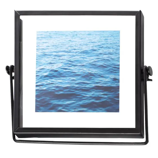 Modern Metal Floating Tabletop Photo Picture Frame with Glass Cover and Easel Stand {4}