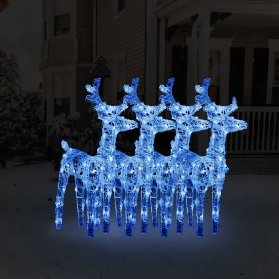4 pcs Christmas ReindeersBlue 160 LEDs Acrylic Cold white {7}