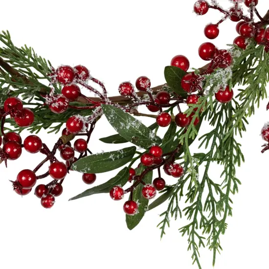 Northlight Real Touch&trade;️ Frosted Berries and Pine Artificial Christmas Wreath - 18" - Unlit Red {4}