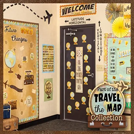 Travel The Map Straight Rolled Border Trim - 50ft - Decorate Bulletin Boards, Walls, Desks, Windows, Doors, Lockers, Schools, Classrooms, Homeschool & Offices {5}