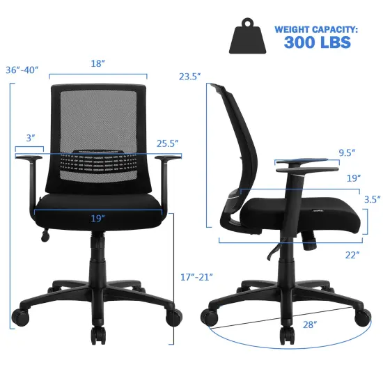 Costway Height Adjustable Mesh Office ChairTask Chairw/Lumbar Support {3}