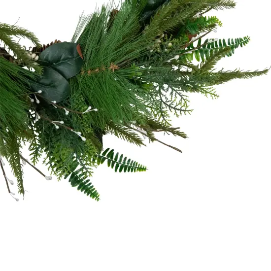 Northlight Real Touch™️ Long Needle Pine and Mixed Foliage Artificial Christmas Wreath - 25" - Unlit Green {4}