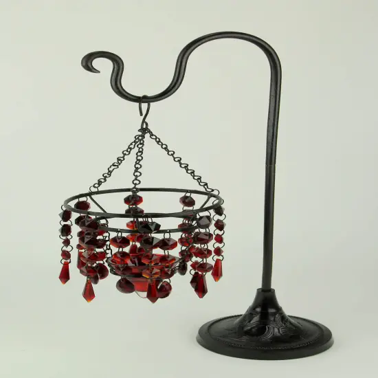 Glass Beaded Chandelier Votive Candle Holder On Stand Table Centerpiece {2}