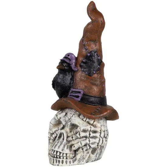 Northlight Skull in Witches Hat with Crow Halloween Decoration - 22.75" White {5}