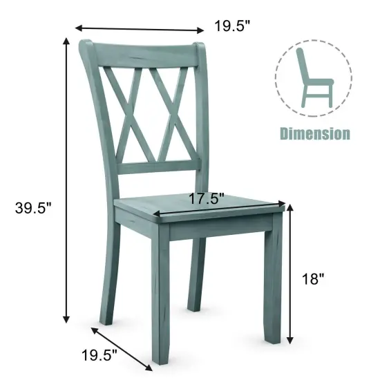 Set of 2 Cross Back Rubber Wood Dining Chairs {5}