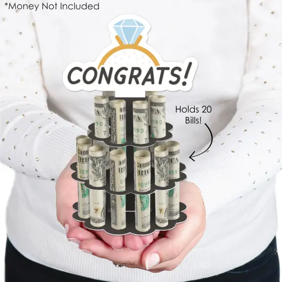 Big Dot of Happiness Just Engaged - Black and White - DIY Engagement Party Money Holder Gift - Cash Cake {3}