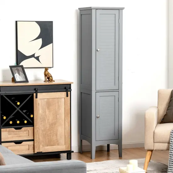Freestanding Bathroom Storage Cabinet for Kitchen and Living Room Grey {6}