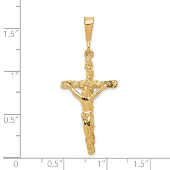 10K Yellow Gold Crucifix Pendant Charm Religious New 40 X 16mm Jewerly {2}