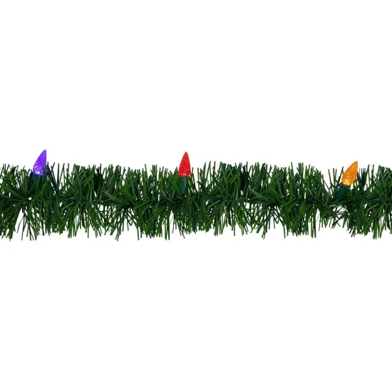 Northlight 18' x 3" Pre-Lit Pine Artificial Christmas Garland, Multicolor LED Faceted Lights Green {5}