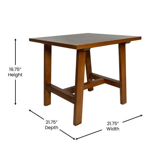 Merrick Lane Mabel Farmhouse Trestle End Table, Solid Wood Rustic Accent Table Walnut {5}