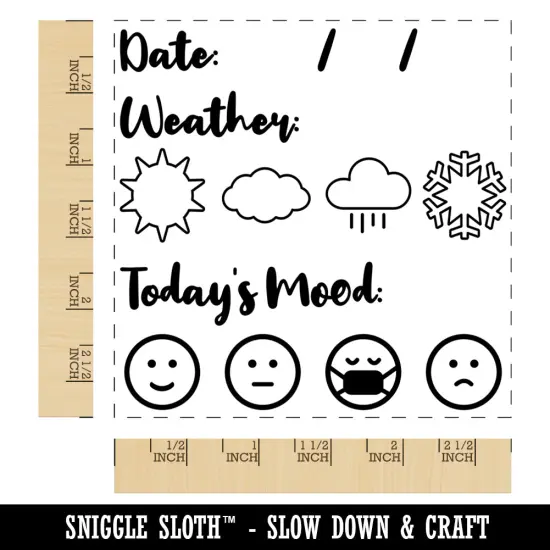 Date Fill-In with Weather Mood Tracker Daily CalendarSquare Rubber Stamp for Stamping Crafting {1}