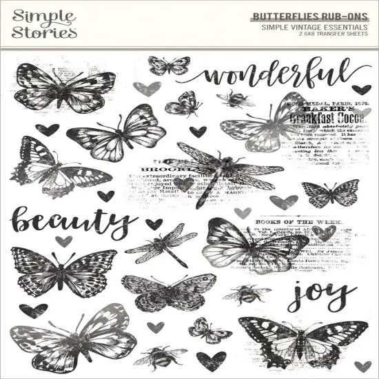Simple Vintage Essentials Rub-Ons-Butterflies {1}