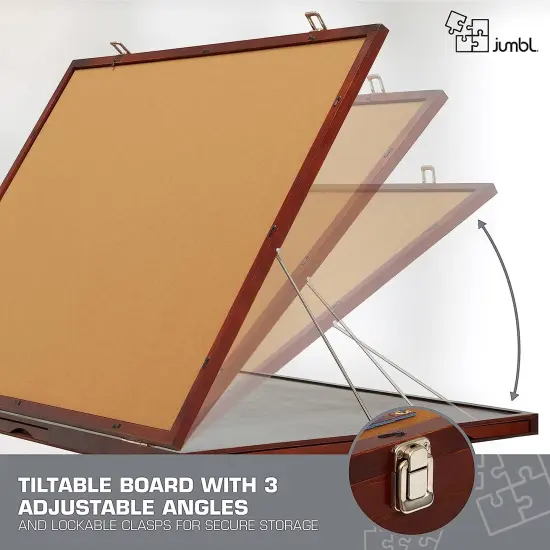 Jumbl 1500 Piece Puzzle Board 27” x 35” with Drawers and Removable Cover Brown {3}