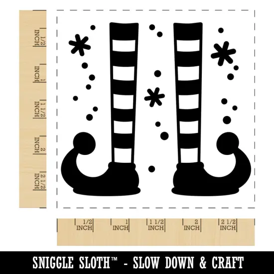 Elf Shoes and Stockings Christmas Square Rubber Stamp for Stamping Crafting {1}